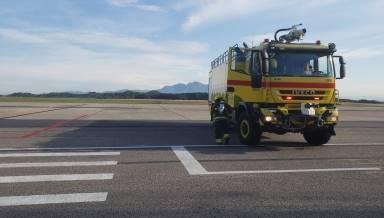Floripa Der Flughafen führt eine Notfallübung am Flughafen durch